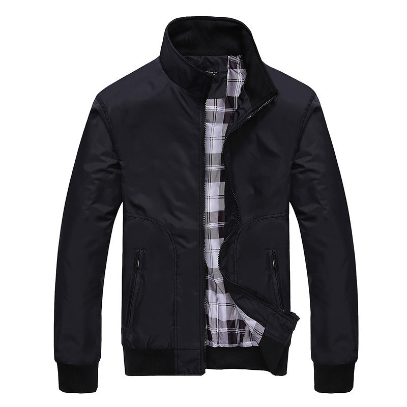 Men's Relaxed Fit Jacket with Zip and Stand Collar - 2 - London-stylehouse.com