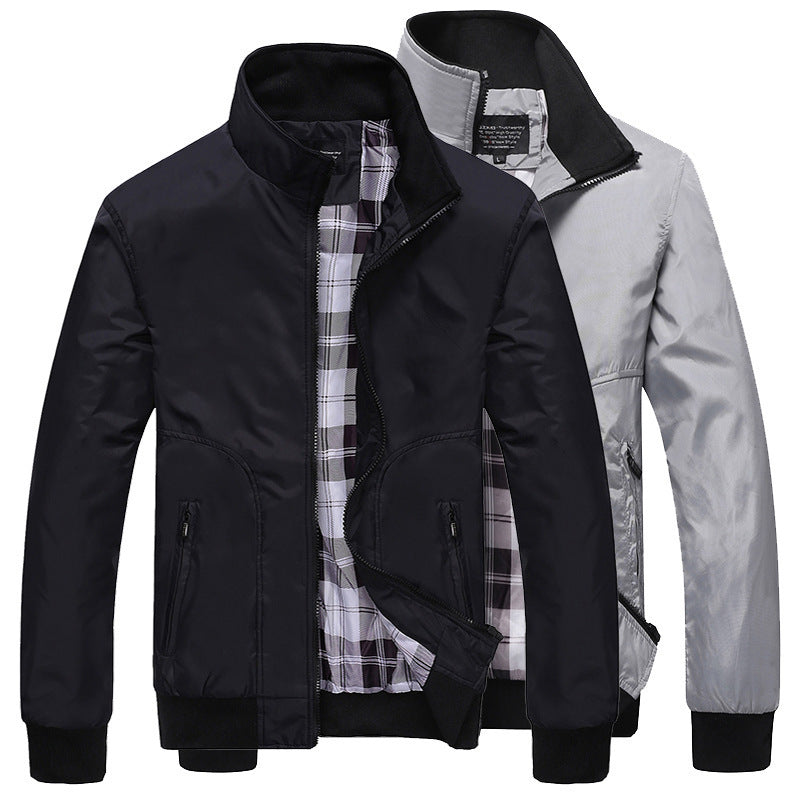 Men's Relaxed Fit Jacket with Zip and Stand Collar - 4 - London-stylehouse.com