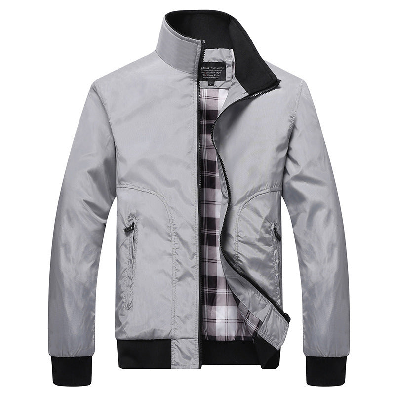 Men's Relaxed Fit Jacket with Zip and Stand Collar - 5 - London-stylehouse.com