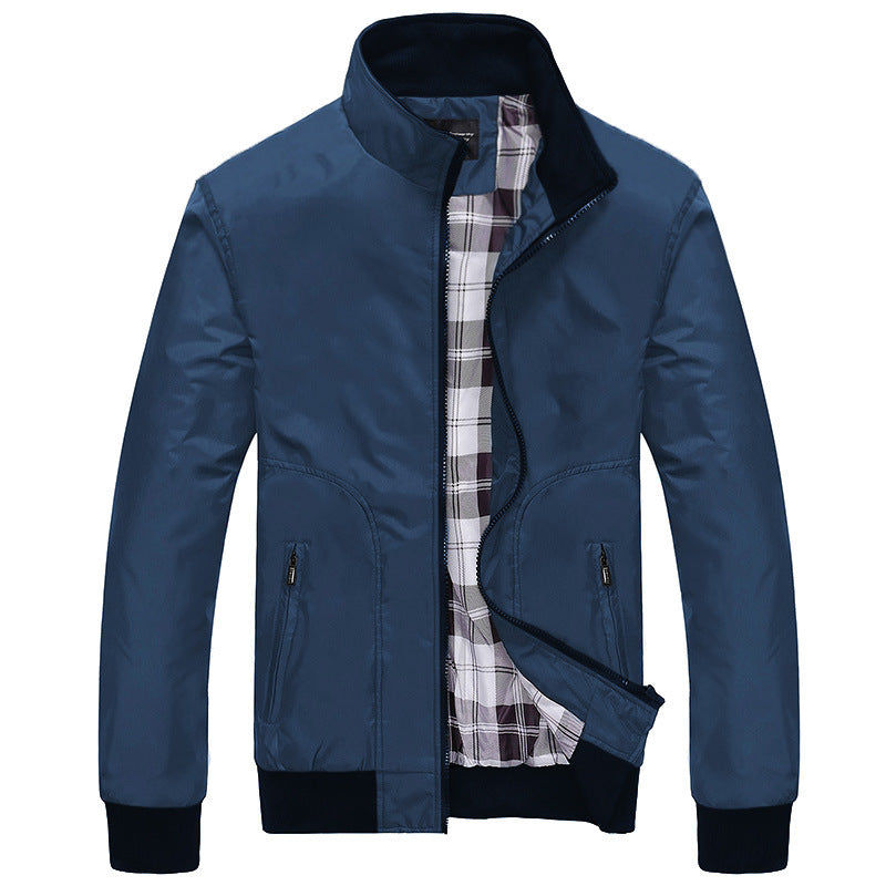 Men's Relaxed Fit Jacket with Zip and Stand Collar - 6 - London-stylehouse.com