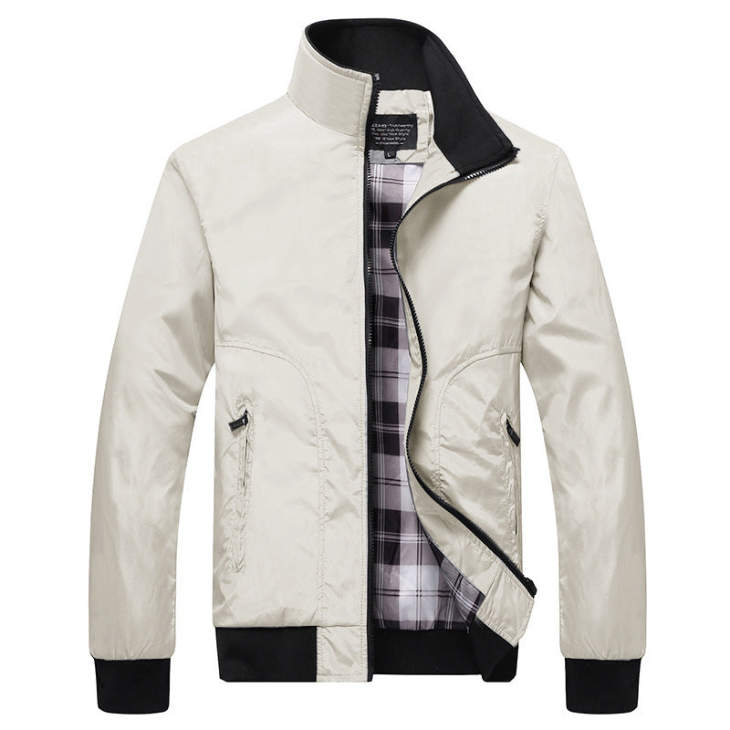 Men's Relaxed Fit Jacket with Zip and Stand Collar - 7 - London-stylehouse.com