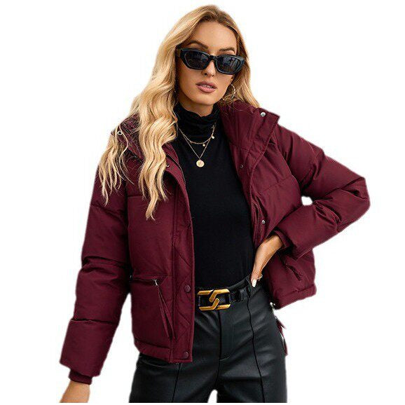 Women’s Short-Length Puffer Jacket Featuring Stand Collar Design - 2 - London-stylehouse.com