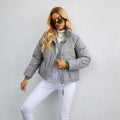 Women’s Short-Length Puffer Jacket Featuring Stand Collar Design - 3 - London-stylehouse.com