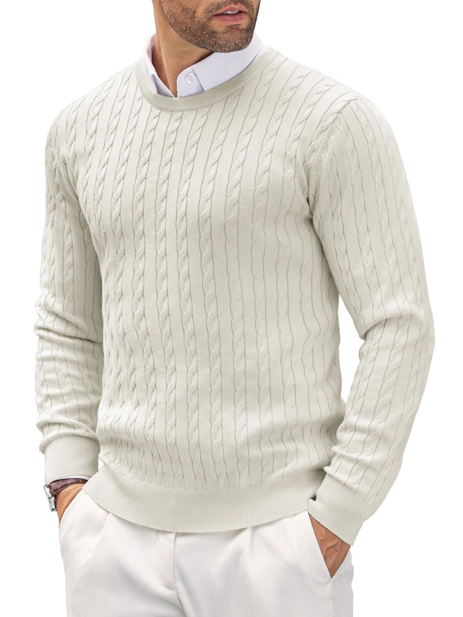 Men's Fitted Pullover Featuring a Twisted Cable Knit Design - 1 - London-stylehouse.com