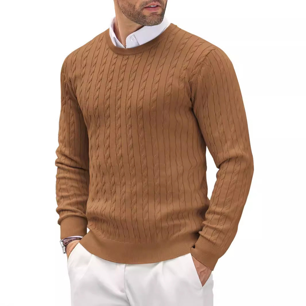 Men's Fitted Pullover Featuring a Twisted Cable Knit Design - 2 - London-stylehouse.com