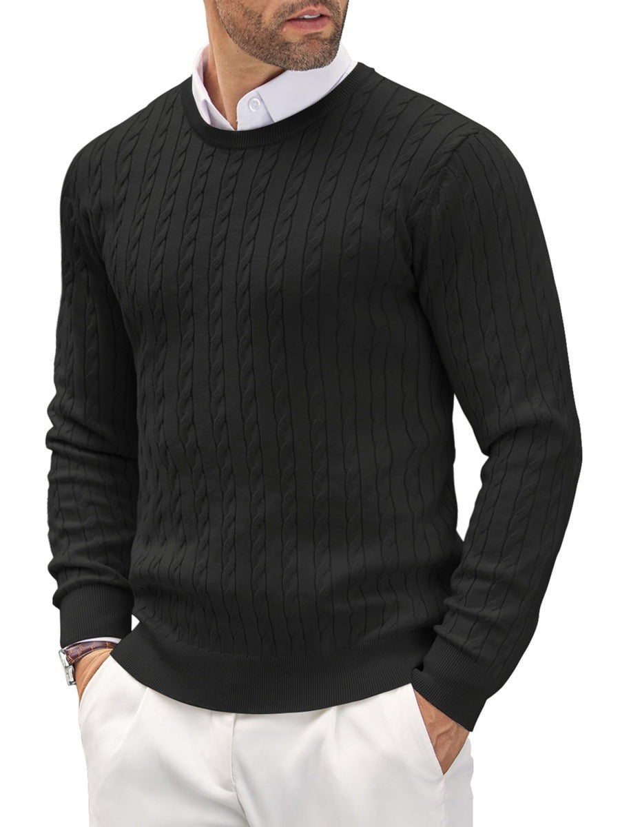 Men's Fitted Pullover Featuring a Twisted Cable Knit Design - 3 - London-stylehouse.com