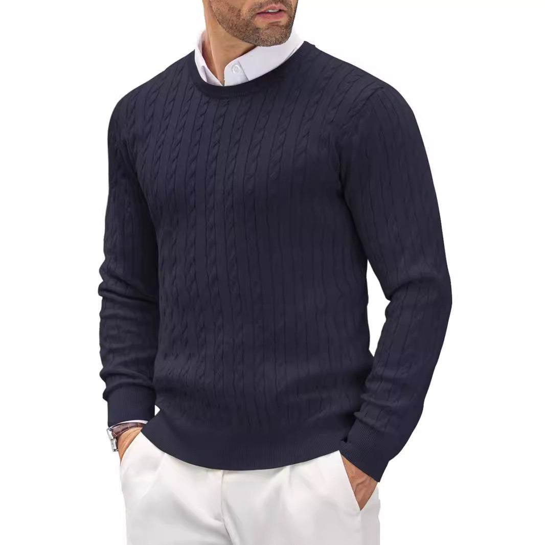 Men's Fitted Pullover Featuring a Twisted Cable Knit Design - 7 - London-stylehouse.com