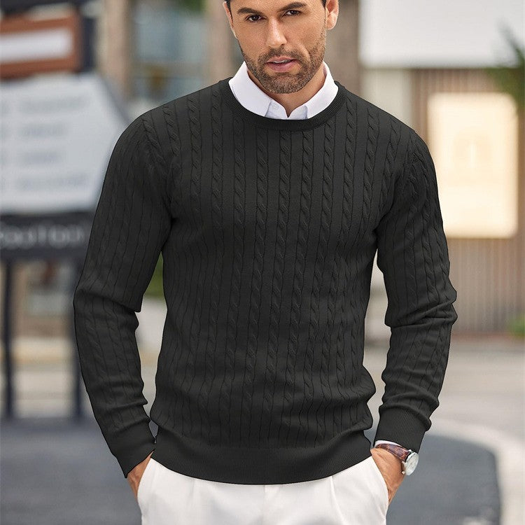 Men's Fitted Pullover Featuring a Twisted Cable Knit Design - 9 - London-stylehouse.com