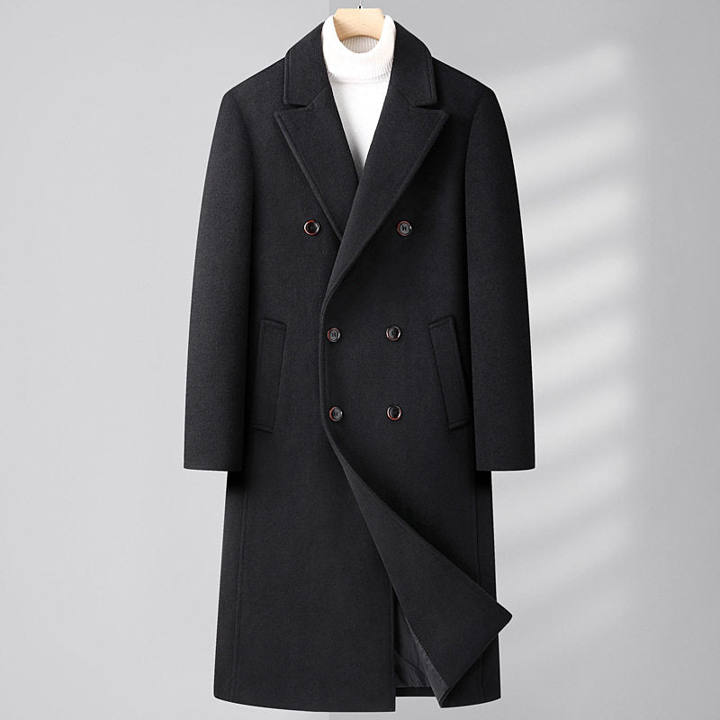 Men's Elegant Double-Breasted Slim Coat with Functional Side Pockets - 1 - London-stylehouse.com