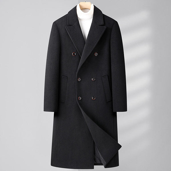 Men's Elegant Double-Breasted Slim Coat with Functional Side Pockets - 1 - London-stylehouse.com