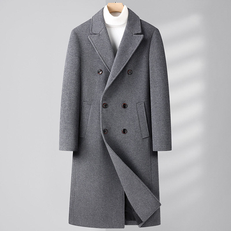 Men's Elegant Double-Breasted Slim Coat with Functional Side Pockets - 2 - London-stylehouse.com