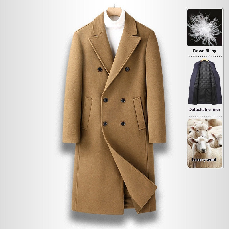 Men's Elegant Double-Breasted Slim Coat with Functional Side Pockets - 4 - London-stylehouse.com
