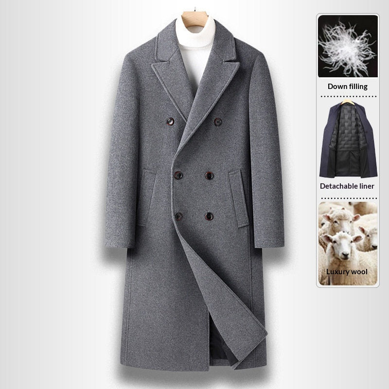 Men's Elegant Double-Breasted Slim Coat with Functional Side Pockets - 6 - London-stylehouse.com