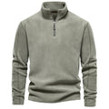 Men's Relaxed Fit Long Sleeve Knit Jumper with Half Zip and Stand Collar - 1 - London-stylehouse.com