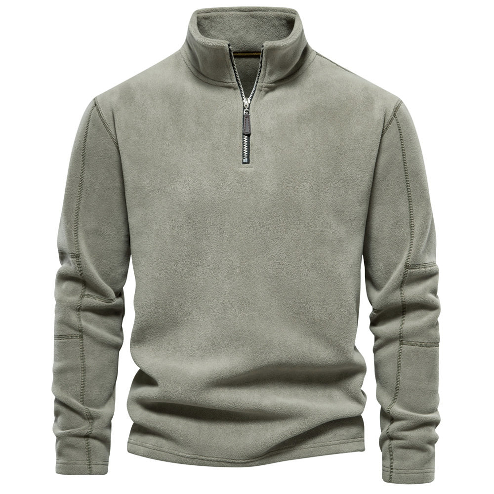 Men's Relaxed Fit Long Sleeve Knit Jumper with Half Zip and Stand Collar - 1 - London-stylehouse.com