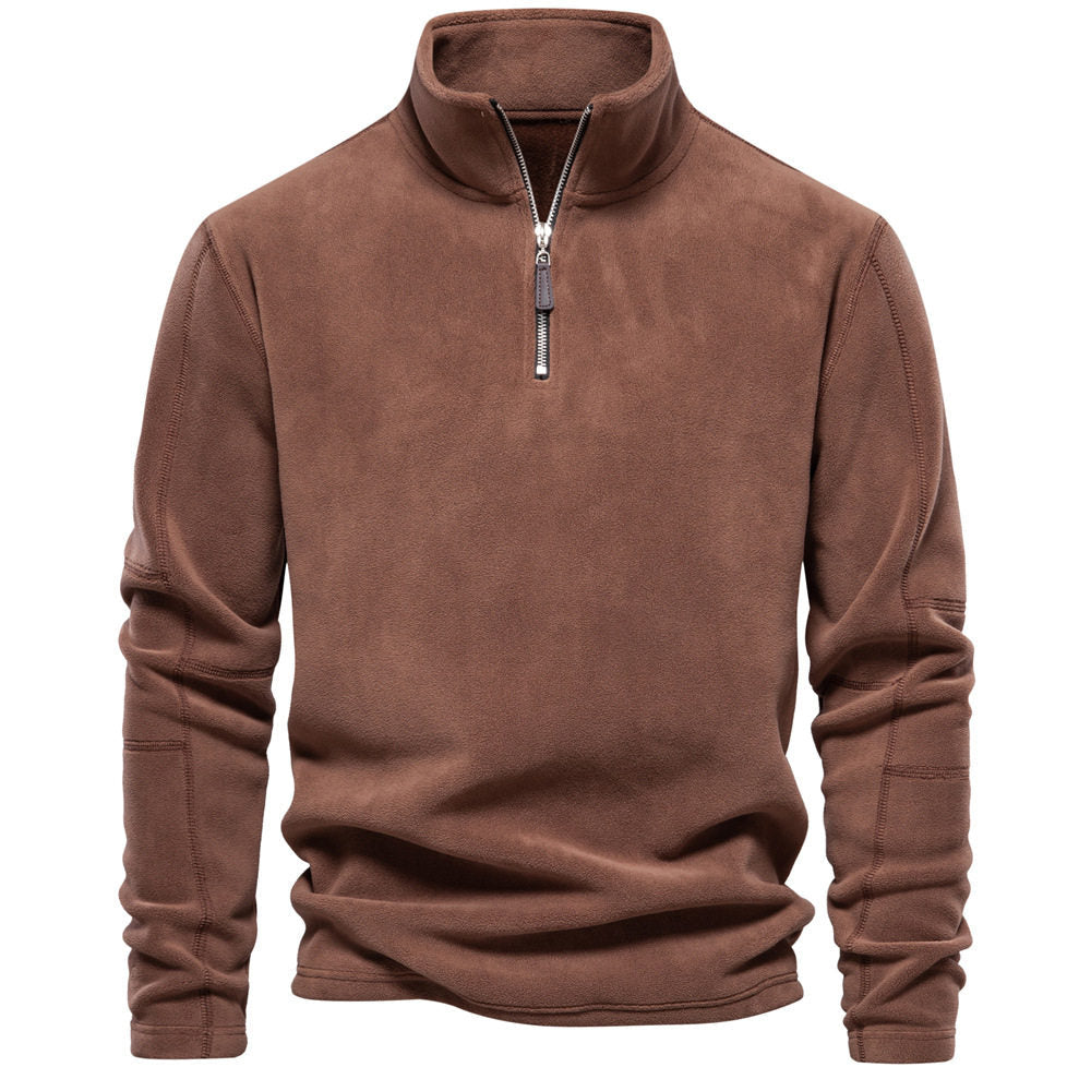 Men's Relaxed Fit Long Sleeve Knit Jumper with Half Zip and Stand Collar - 2 - London-stylehouse.com