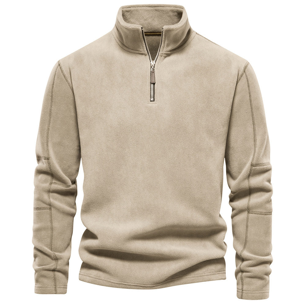 Men's Relaxed Fit Long Sleeve Knit Jumper with Half Zip and Stand Collar - 3 - London-stylehouse.com