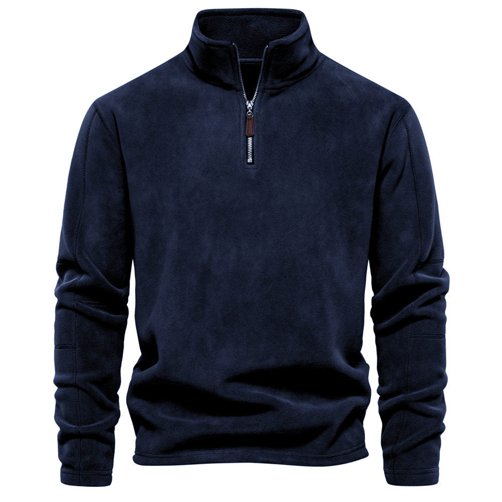 Men's Relaxed Fit Long Sleeve Knit Jumper with Half Zip and Stand Collar - 4 - London-stylehouse.com
