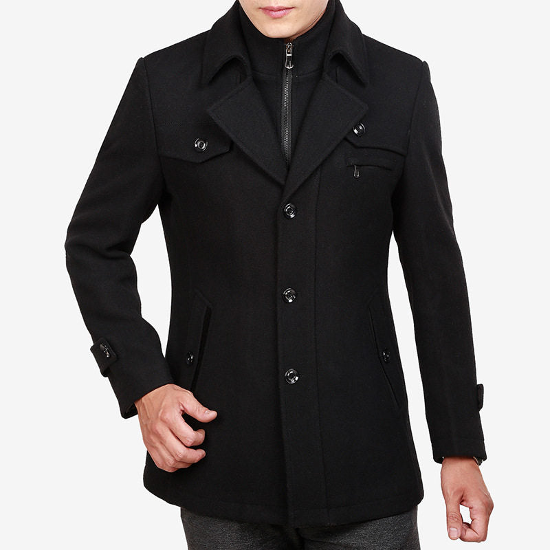 Men's Casual Double-Breasted Overcoat with Relaxed Tailoring - 2 - London-stylehouse.com