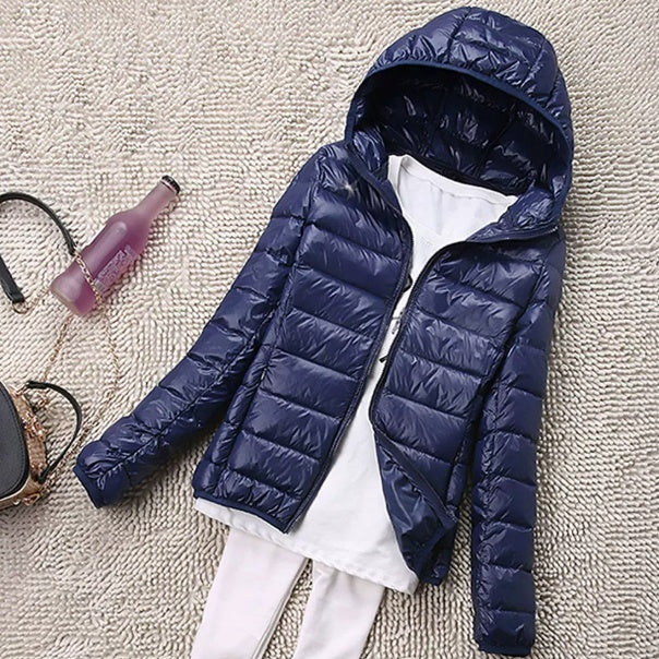 Women's Tailored Short Jacket with Hooded Design - 3 - London-stylehouse.com