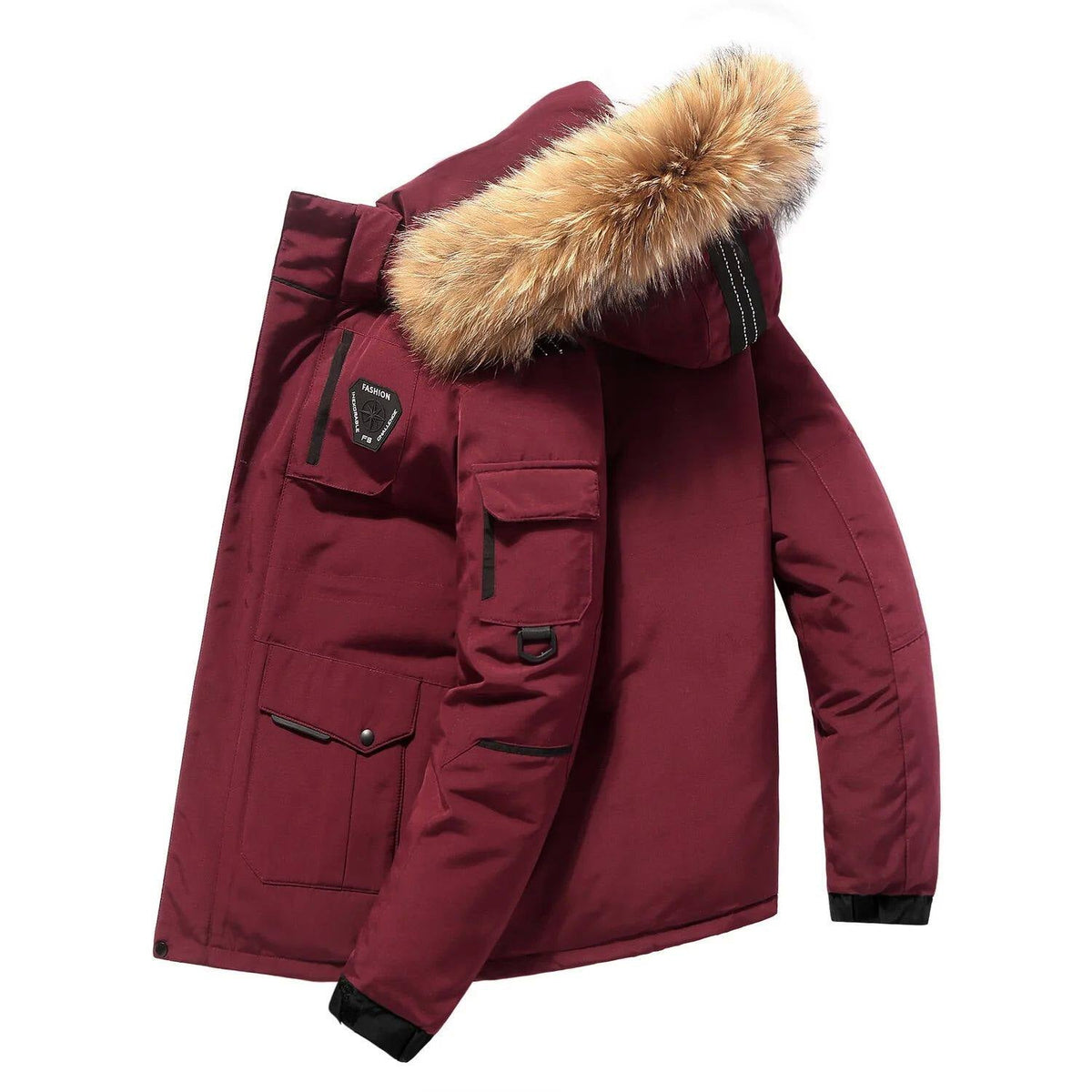 Men's Stylish Hooded Jacket with Luxurious Fur Collar - 1 - London-stylehouse.com