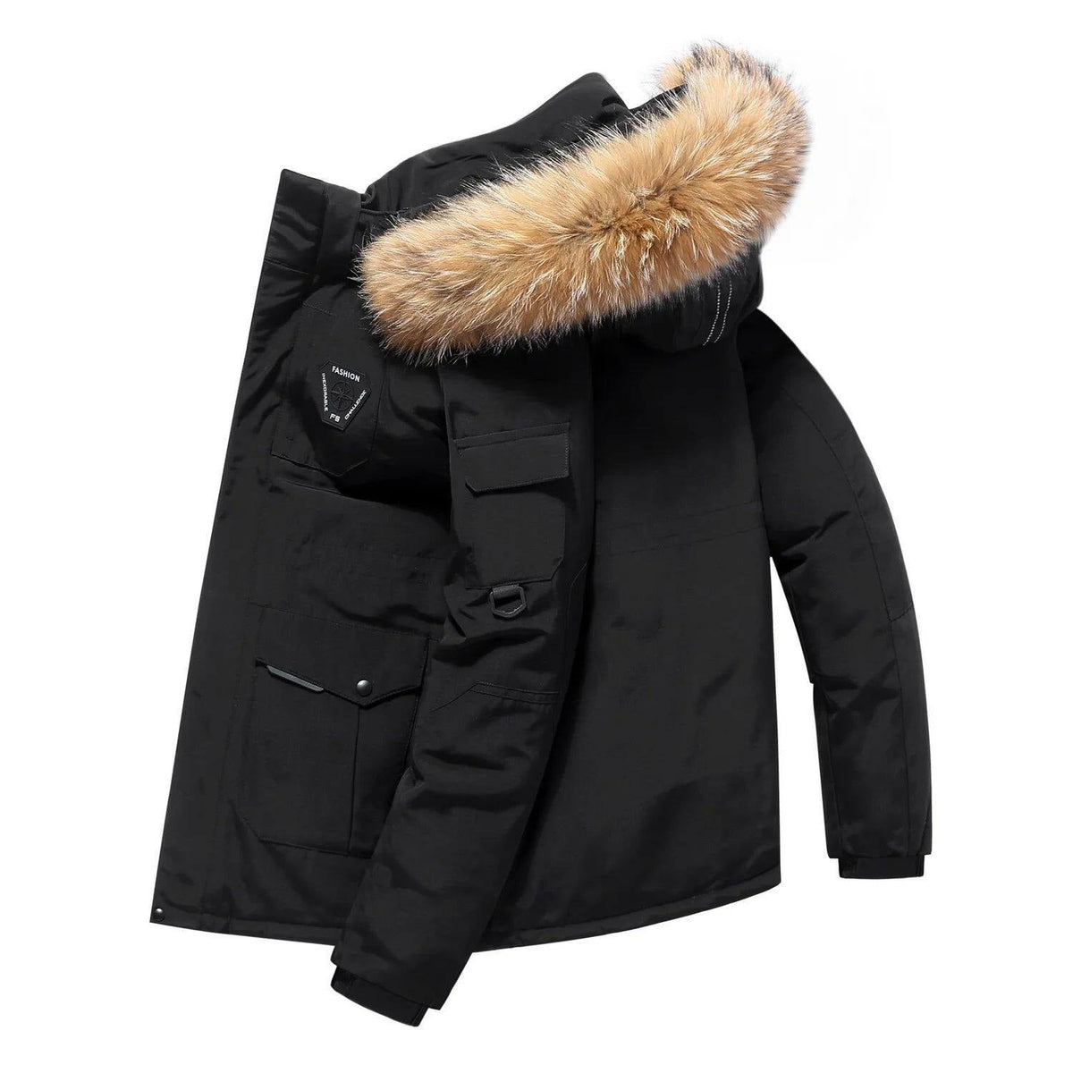 Men's Stylish Hooded Jacket with Luxurious Fur Collar - 2 - London-stylehouse.com