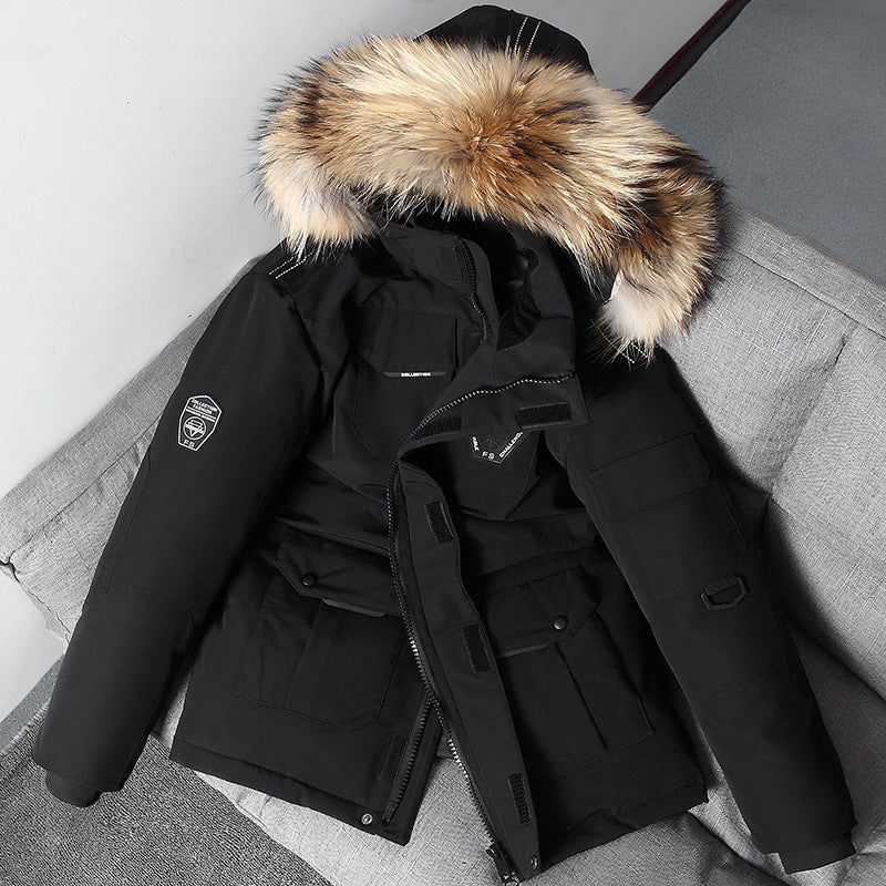 Men's Stylish Hooded Jacket with Luxurious Fur Collar - 3 - London-stylehouse.com