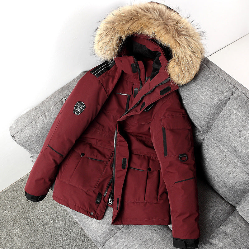 Men's Stylish Hooded Jacket with Luxurious Fur Collar - 4 - London-stylehouse.com