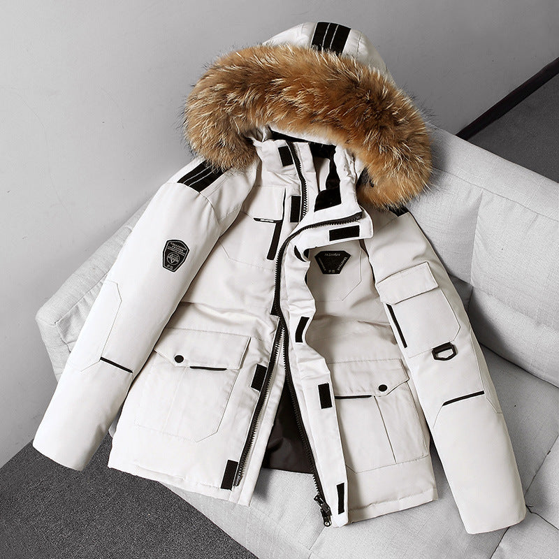 Men's Stylish Hooded Jacket with Luxurious Fur Collar - 5 - London-stylehouse.com