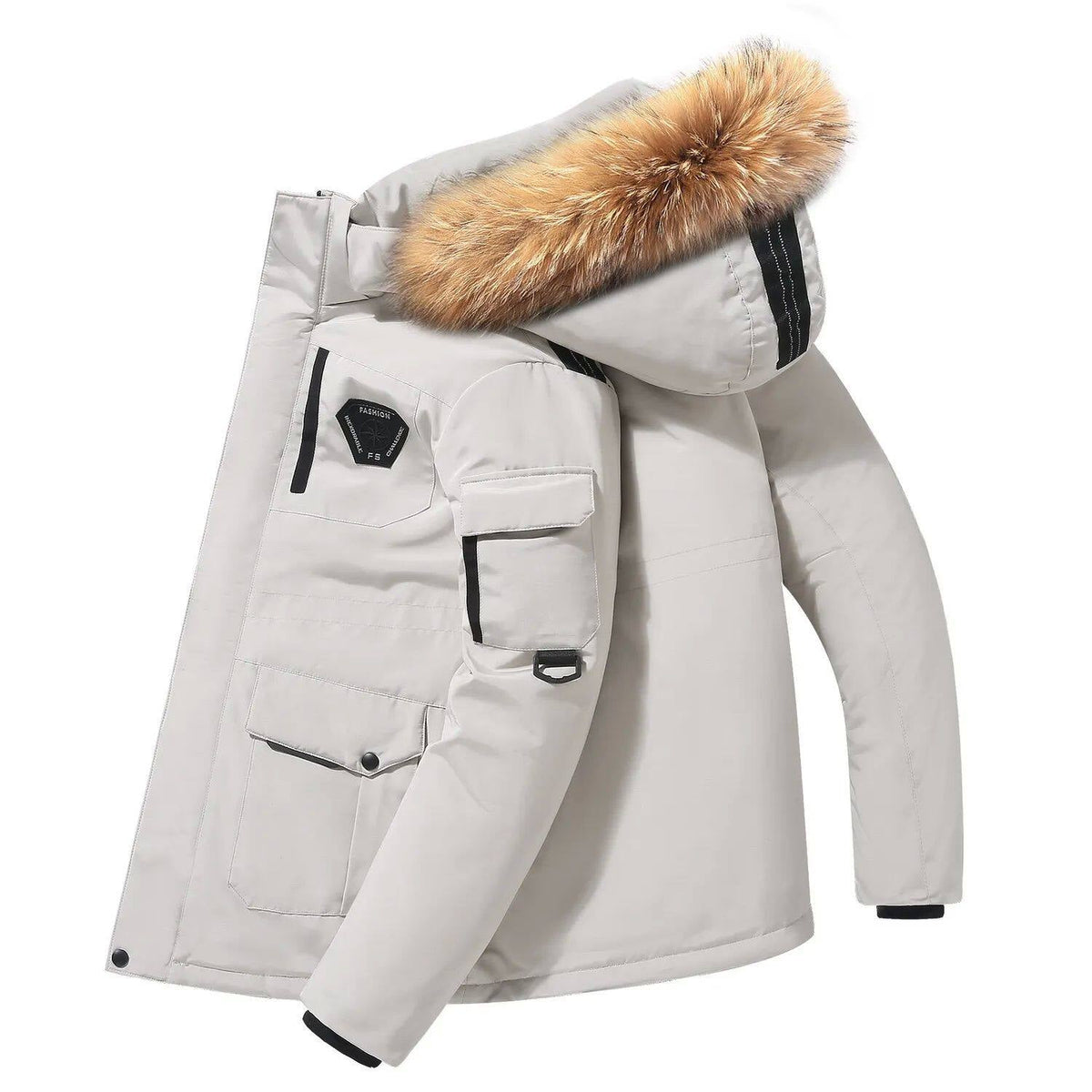Men's Stylish Hooded Jacket with Luxurious Fur Collar - 7 - London-stylehouse.com