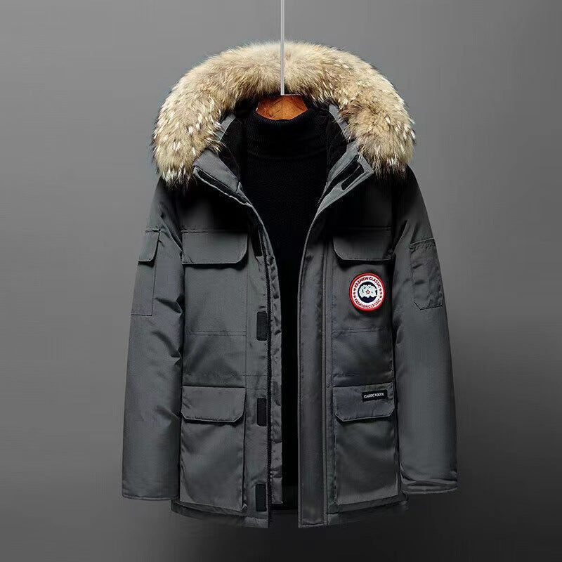 Men's Stylish Hooded Jacket with Luxurious Fur Collar - 9 - London-stylehouse.com