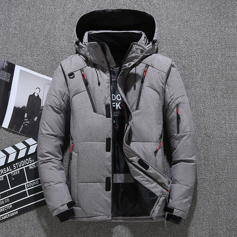 Men's Sleek Fit Winter Jacket with Attached Hood - 1 - London-stylehouse.com