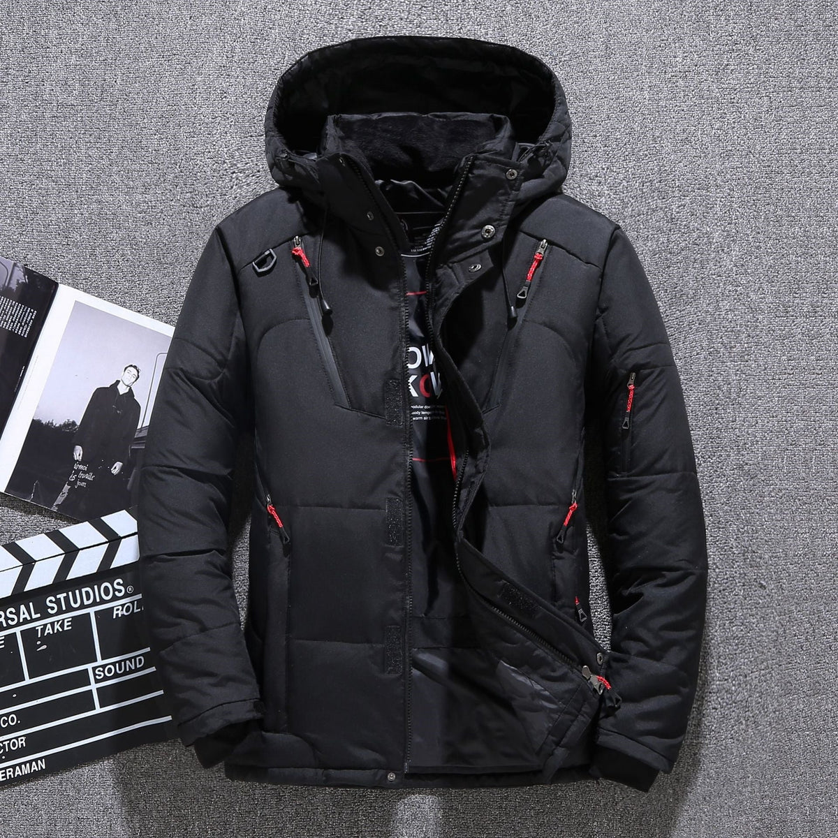 Men's Sleek Fit Winter Jacket with Attached Hood - 5 - London-stylehouse.com