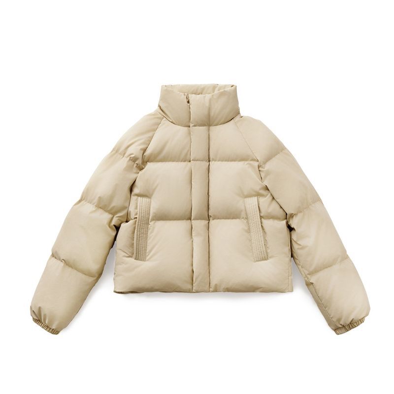Ladies Cropped Insulated Jacket with Stylish Stand Collar - 1 - London-stylehouse.com