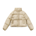 Ladies Cropped Insulated Jacket with Stylish Stand Collar - 3 - London-stylehouse.com