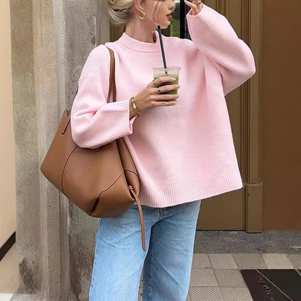 Women's Relaxed Fit Long Sleeve Pullover Knit Sweater - 1 - London-stylehouse.com
