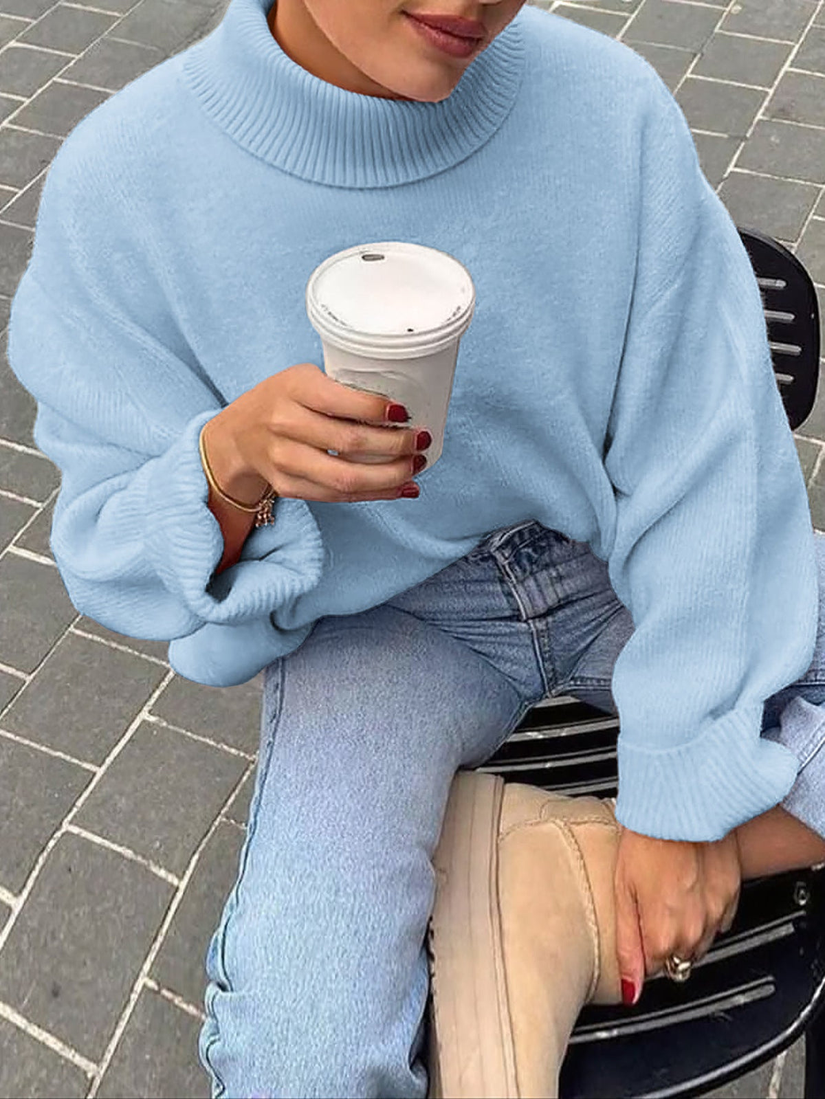 Women's Relaxed Fit Long Sleeve Pullover Knit Sweater - 6 - London-stylehouse.com