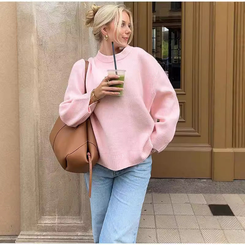 Women's Relaxed Fit Long Sleeve Pullover Knit Sweater - 8 - London-stylehouse.com
