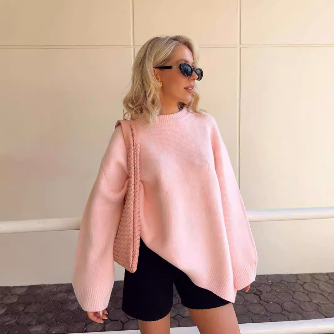 Women's Relaxed Fit Long Sleeve Pullover Knit Sweater - 9 - London-stylehouse.com