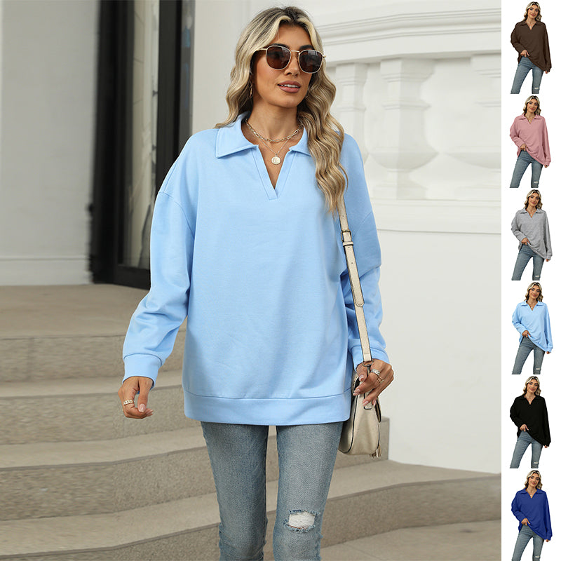 Women's Casual Fit Jumper with Reversed V-Neckline - 4 - London-stylehouse.com