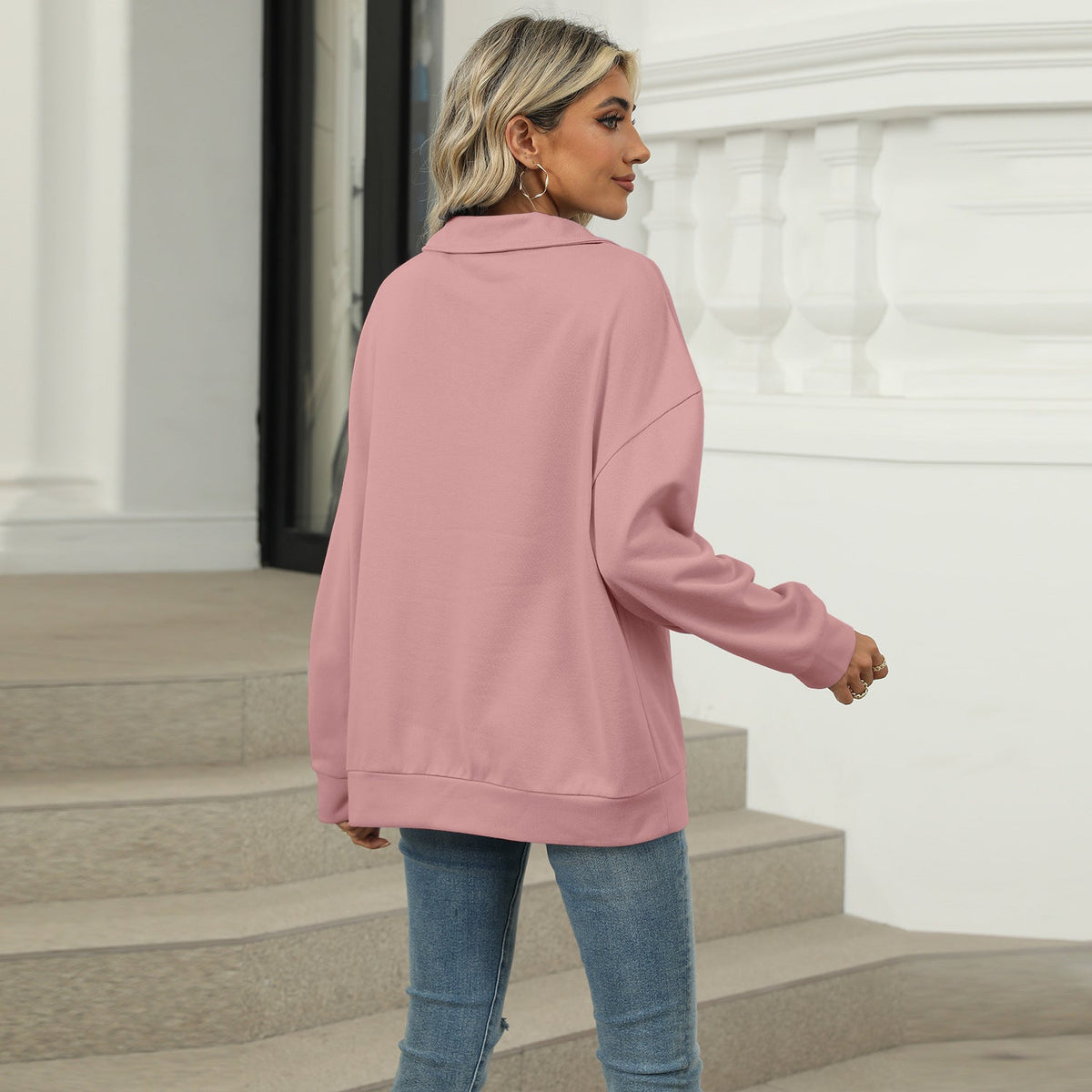 Women's Casual Fit Jumper with Reversed V-Neckline - 10 - London-stylehouse.com