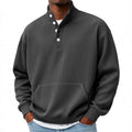 Men's Relaxed Fit Long Sleeve Sweatshirt with Polo Collar and Button Detail - 2 - London-stylehouse.com