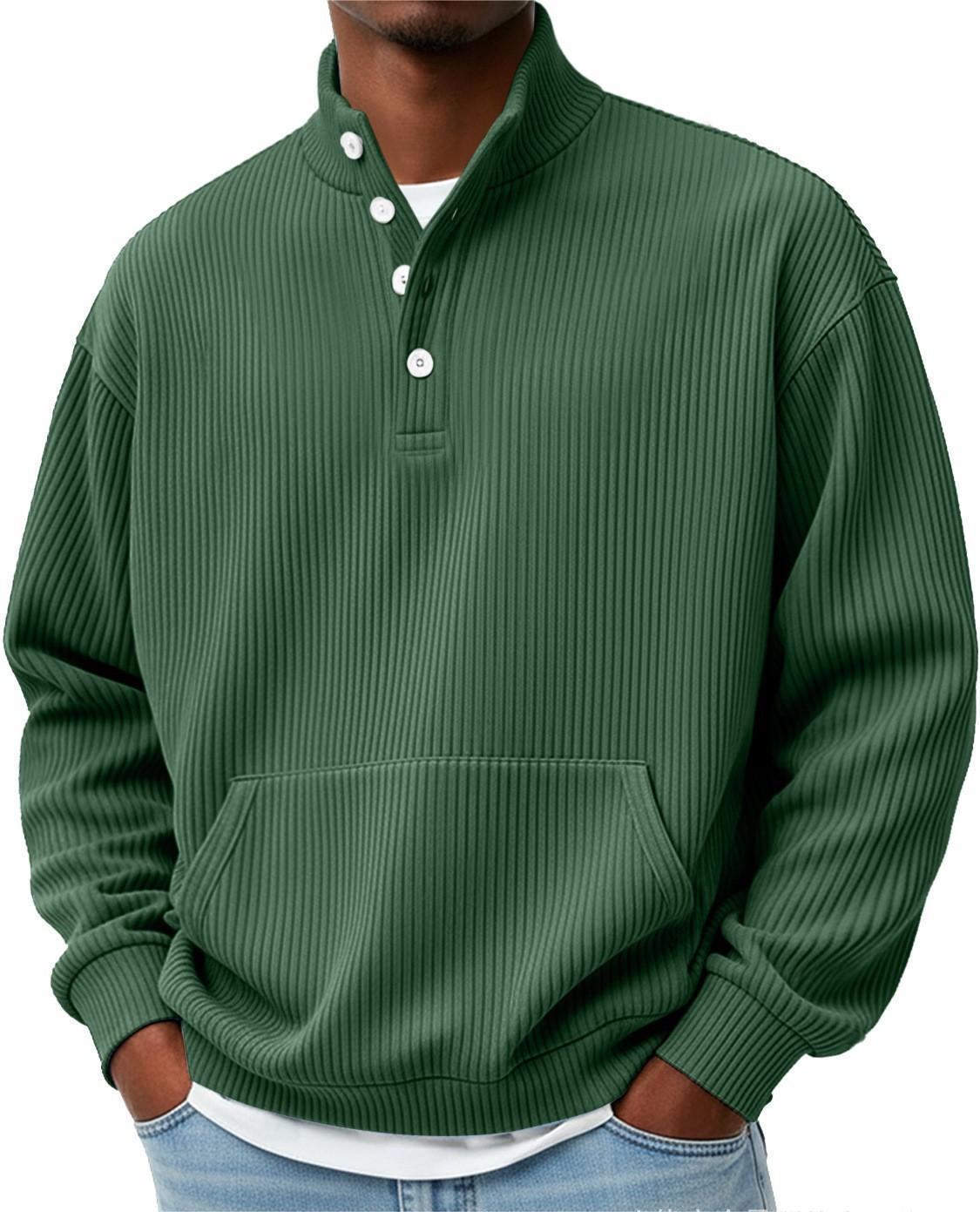 Men's Relaxed Fit Long Sleeve Sweatshirt with Polo Collar and Button Detail - 6 - London-stylehouse.com
