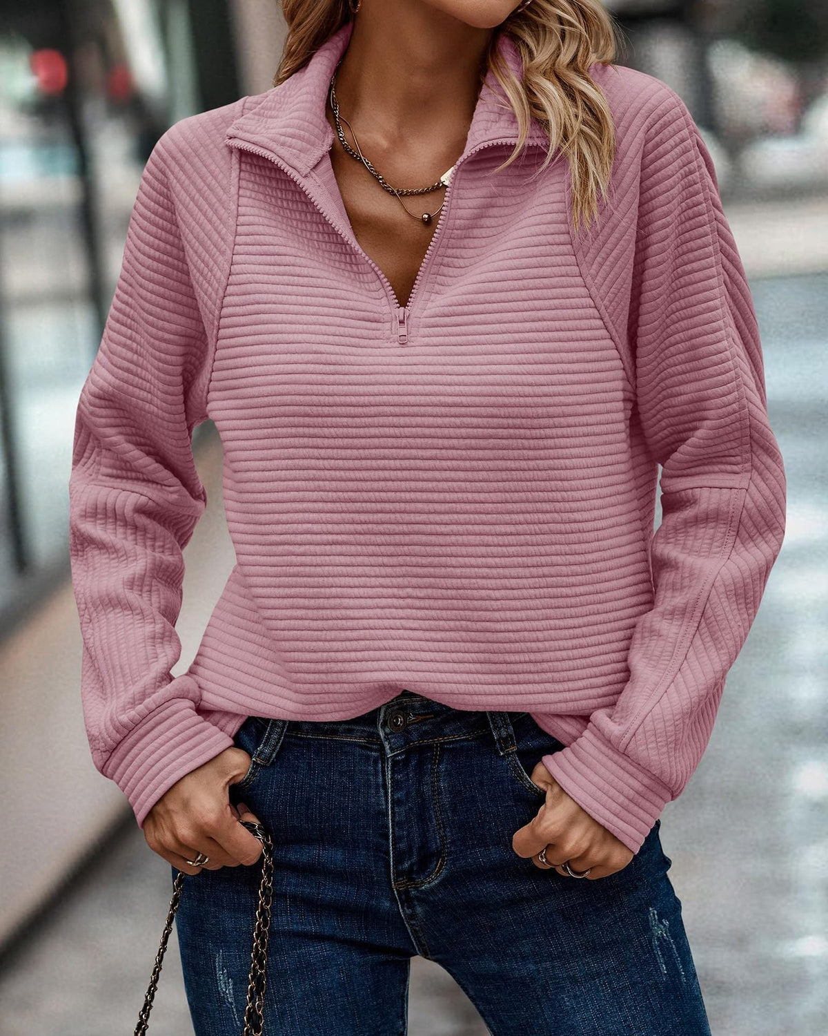 Women's Zip-Up Hoodie with High Collar - 3 - London-stylehouse.com