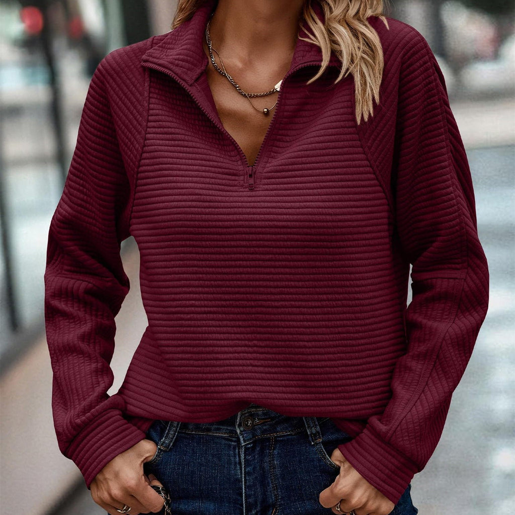 Women's Zip-Up Hoodie with High Collar - 5 - London-stylehouse.com