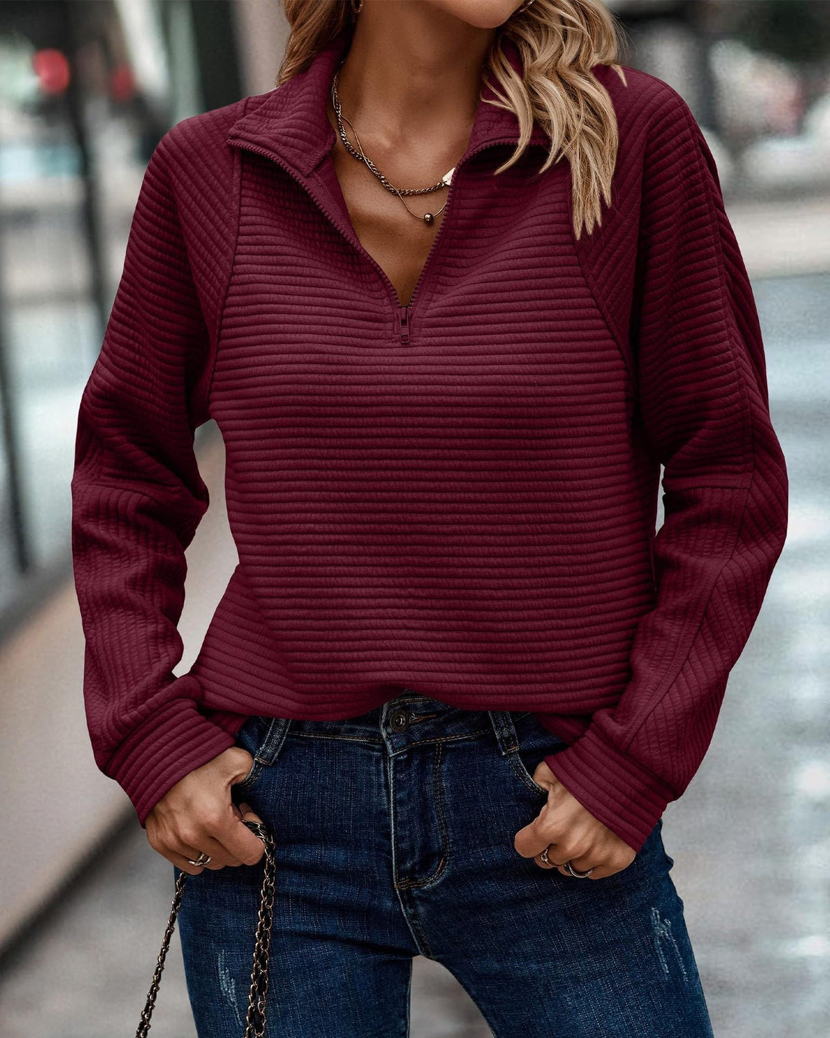 Women's Zip-Up Hoodie with High Collar - 6 - London-stylehouse.com