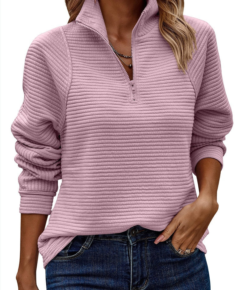 Women's Zip-Up Hoodie with High Collar - 8 - London-stylehouse.com