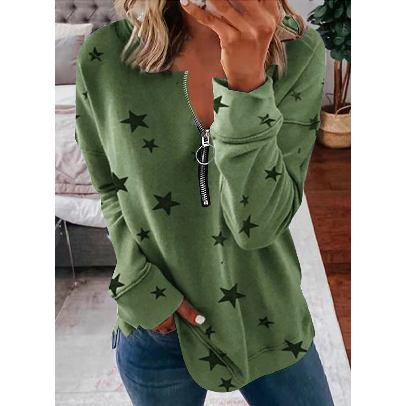 Stylish Women's Zip-Detail Pullover Sweatshirt - 1 - London-stylehouse.com