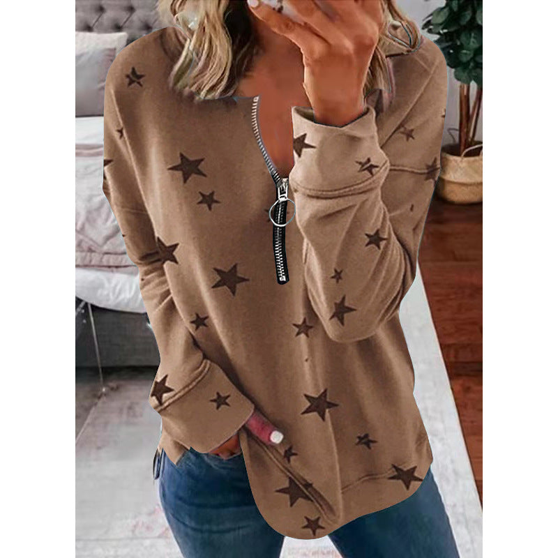 Stylish Women's Zip-Detail Pullover Sweatshirt - 2 - London-stylehouse.com