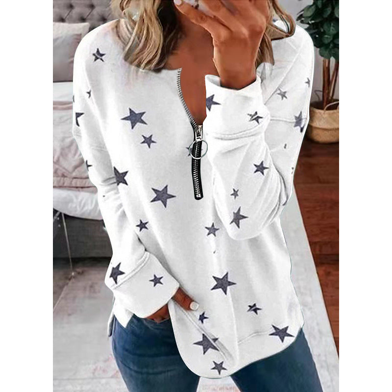 Stylish Women's Zip-Detail Pullover Sweatshirt - 3 - London-stylehouse.com